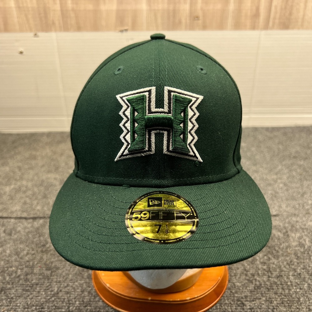 New Era 59Fifty University of Hawaii Logo Cap Adult Fitted 7 1/8 Green Hat